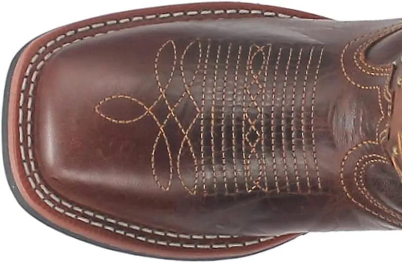 Laredo Womens Lockhart Studded Embroidered Square Toe Casual Boots Mid Calf Low Heel 1-2" - Brown