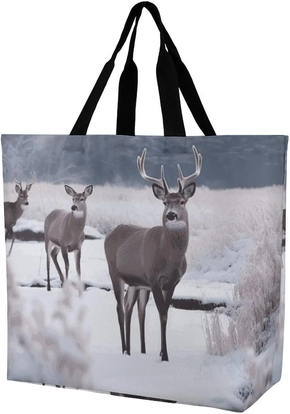 Large Capacity One-shoulder Shopping Bag for Women,Deer in The Wilderness Print Large Capacity Shopping Bag,cloth Handbag