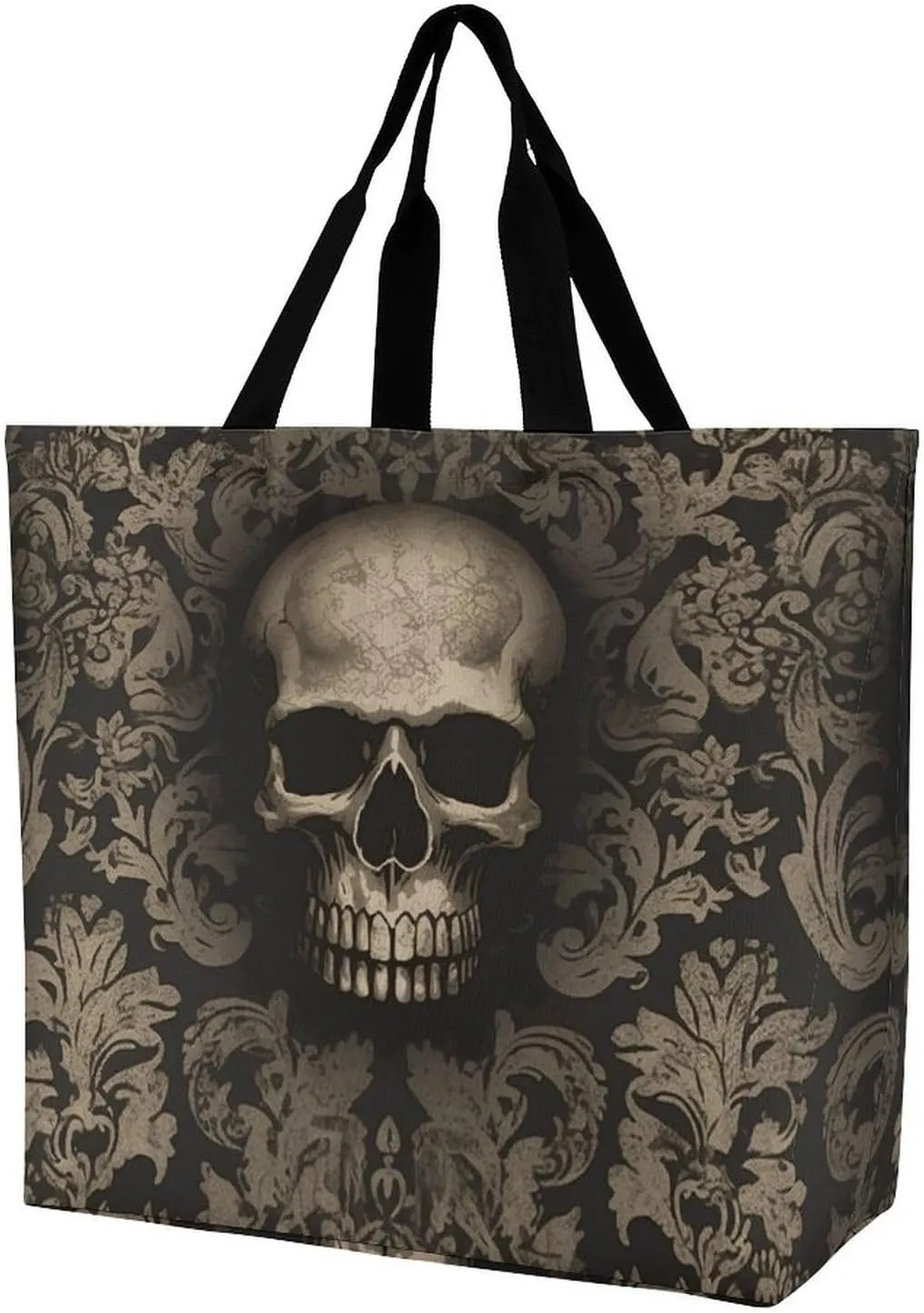 Large Capacity One-shoulder Shopping Bag for Women,Gothic Wallpaper Skull Print Large Capacity Shopping Bag,cloth Handbag