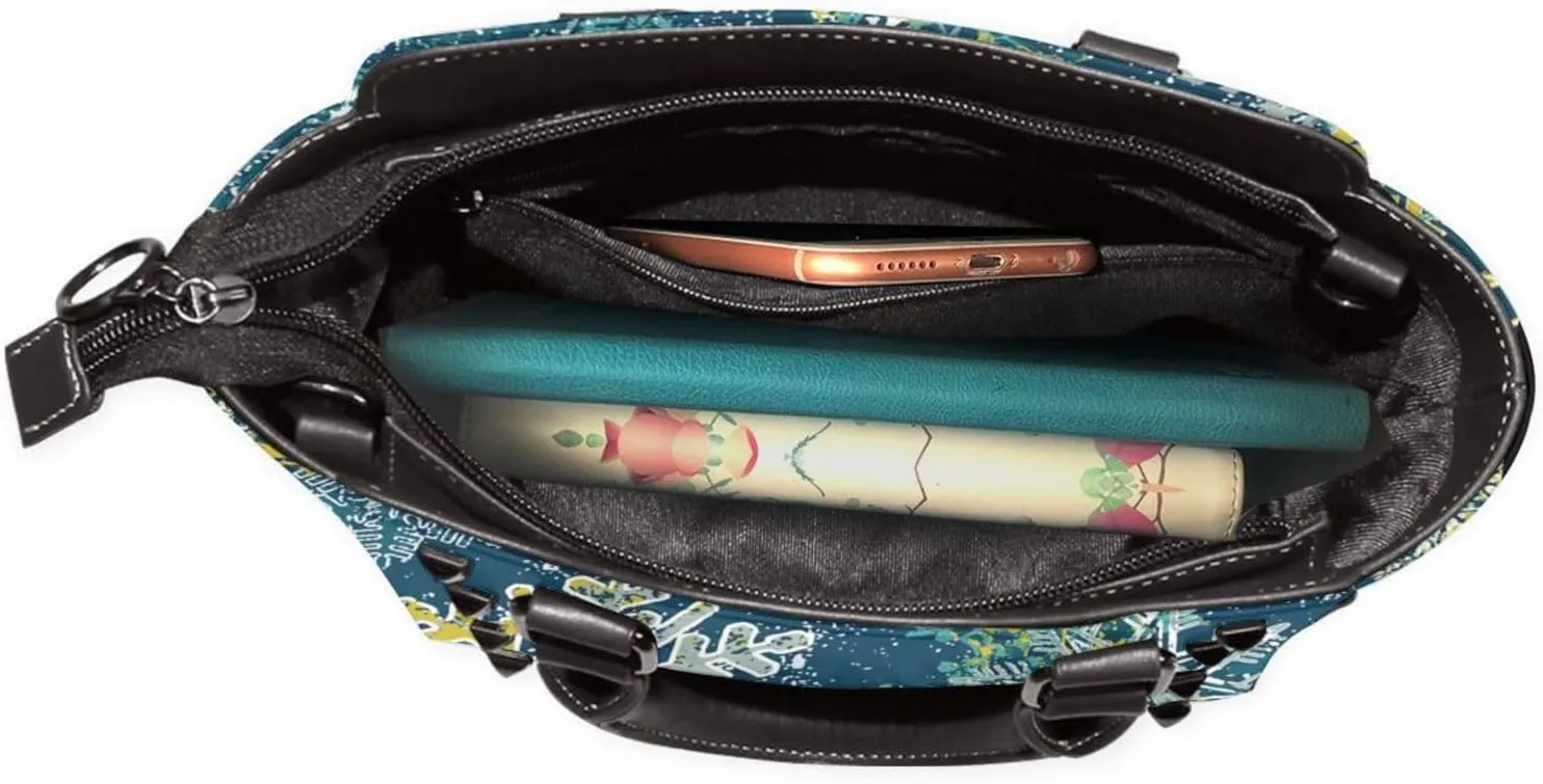 Large Capacity Shoulder Bag for Women PU Leather Shoulder Tote Handbag Studded Clutch Bag