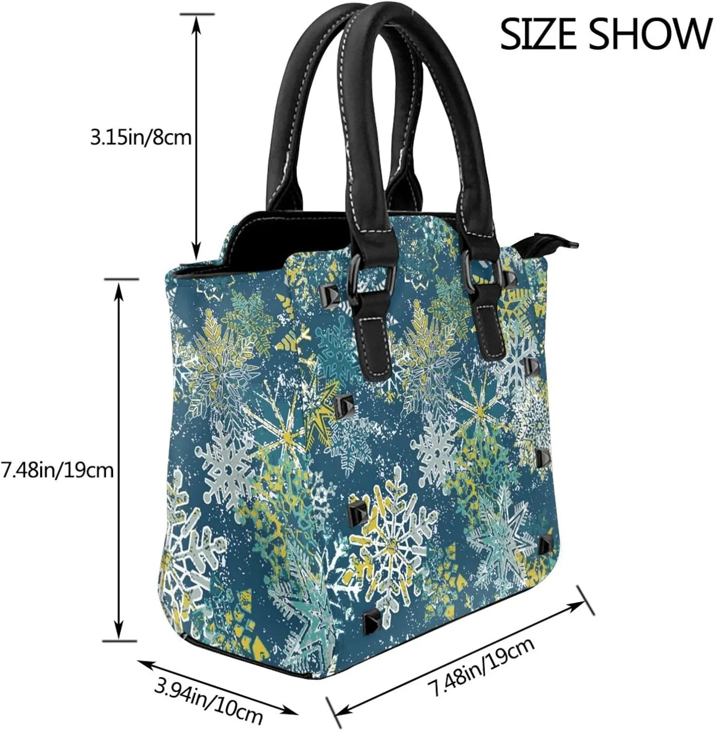 Large Capacity Shoulder Bag for Women PU Leather Shoulder Tote Handbag Studded Clutch Bag