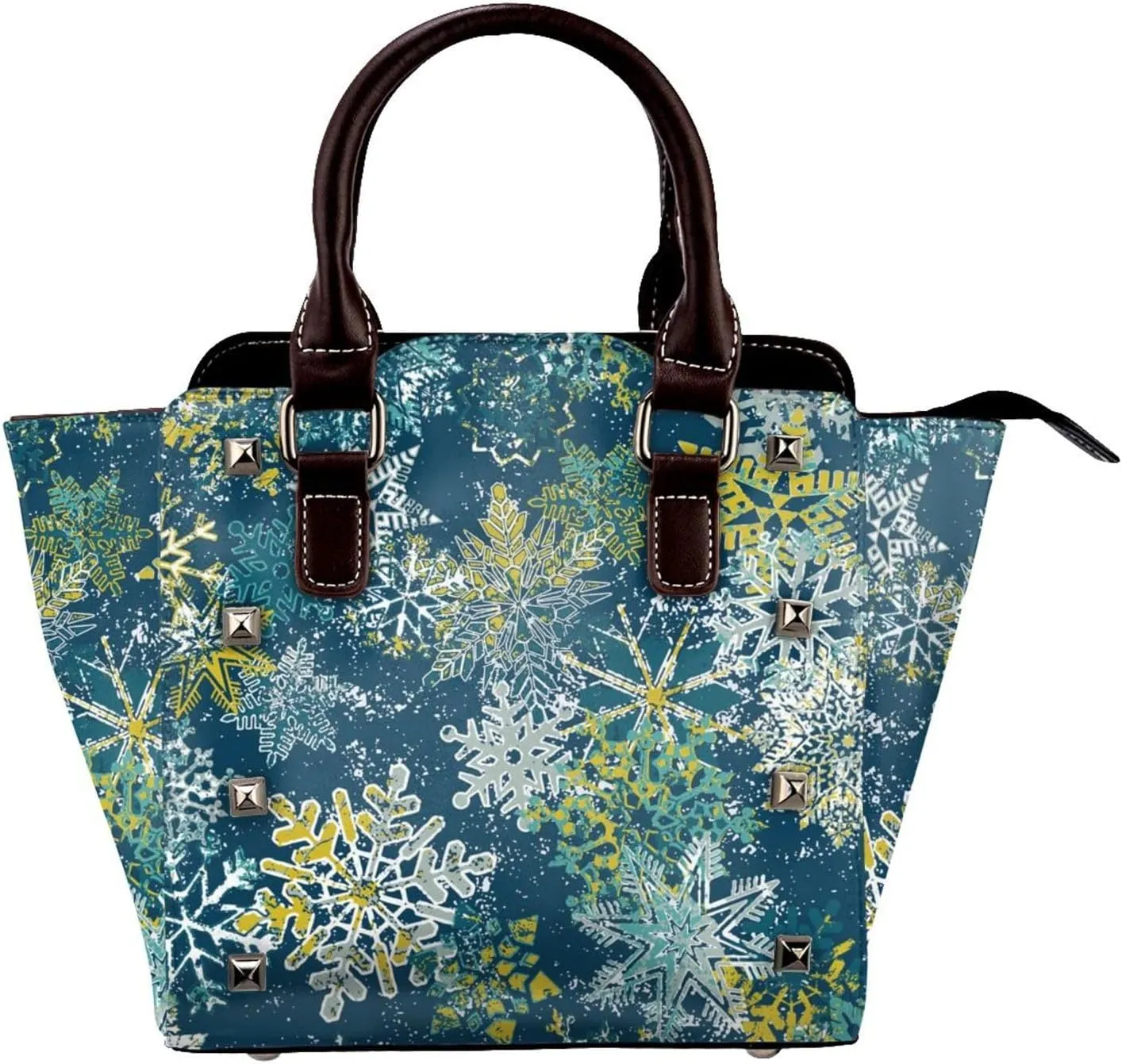 Large Capacity Shoulder Bag for Women PU Leather Shoulder Tote Handbag Studded Clutch Bag