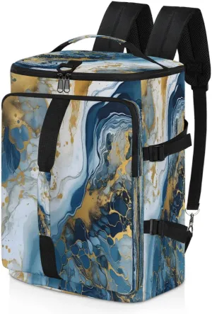 Large Carry on Backpack for Women Men Multi-function Gym Duffle Bag Blue Marble Design Backpack Polyester Waterproof Duffel Bags