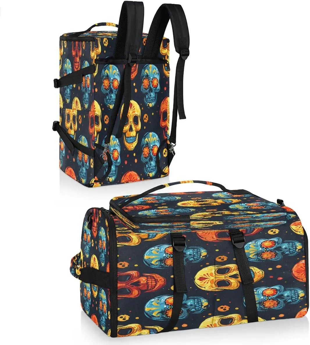 Large Carry on Backpack for Women Men Multi-function Gym Duffle Bag Cute Skulls Backpack Polyester Waterproof Duffel Bags