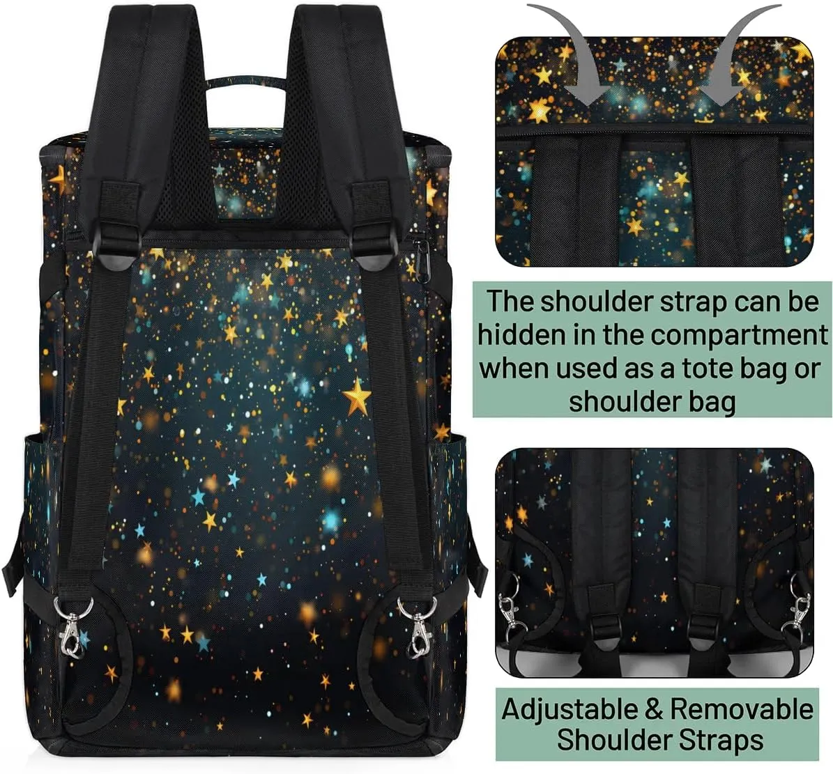Large Carry on Backpack for Women Men Multi-function Gym Duffle Bag Galaxy Star Backpack Polyester Waterproof Duffel Bags