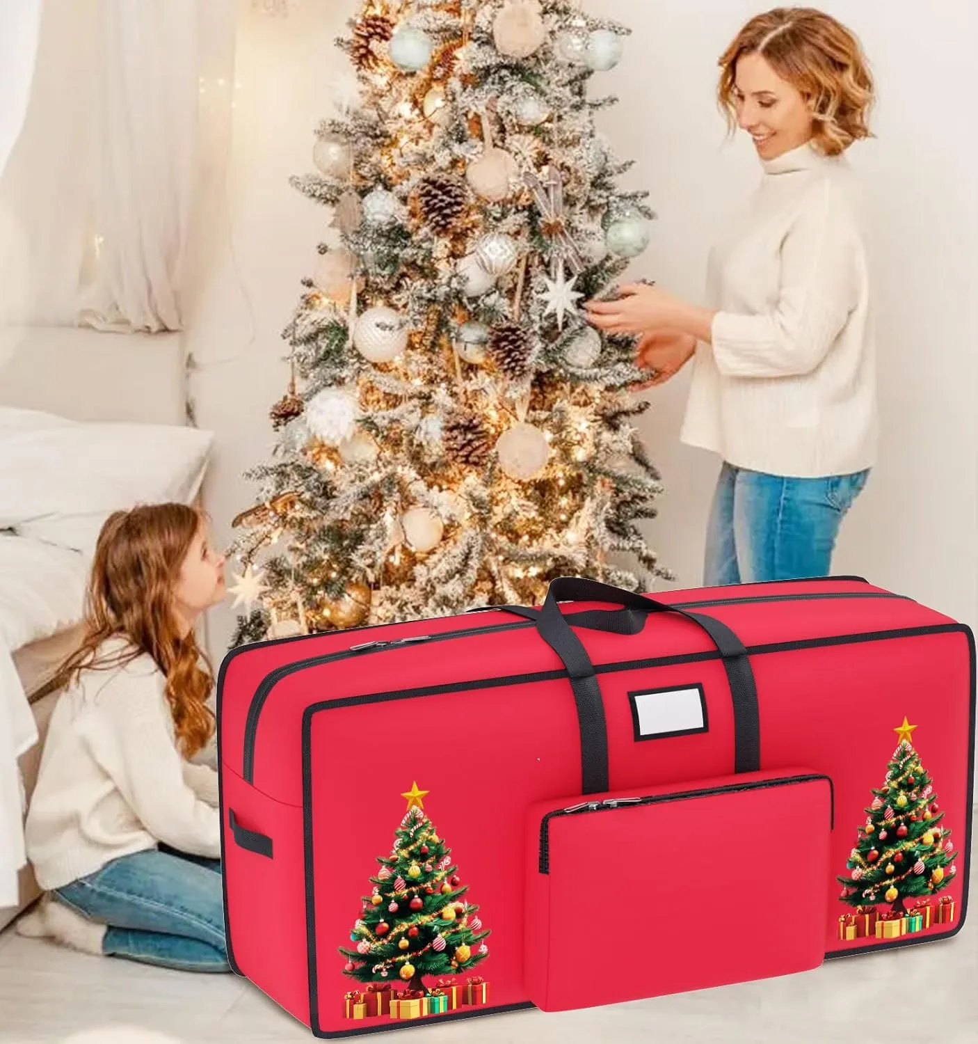 Large Christmas Tree Storage Bag - 9 FT Artificial Xmas Tree Container - 600D Oxford Waterproof Holiday Ornament Box With Handles