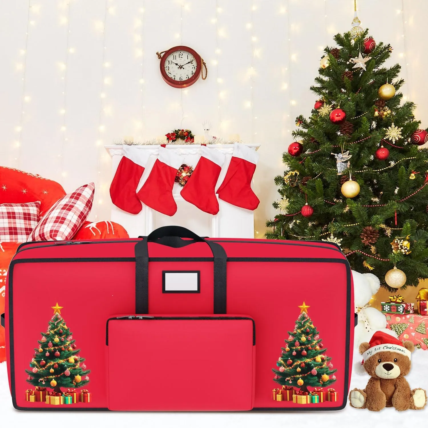 Large Christmas Tree Storage Bag - 9 FT Artificial Xmas Tree Container - 600D Oxford Waterproof Holiday Ornament Box With Handles