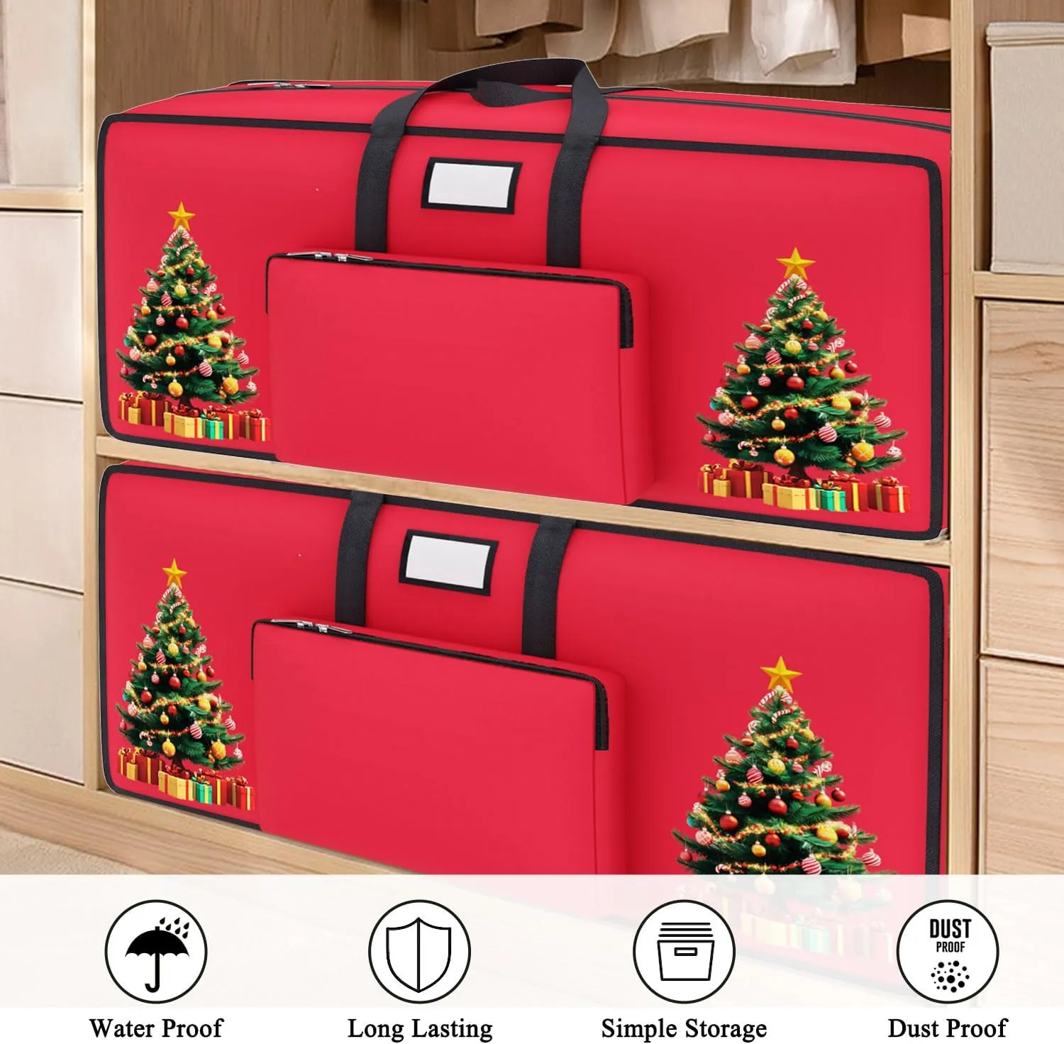 Large Christmas Tree Storage Bag - 9 FT Artificial Xmas Tree Container - 600D Oxford Waterproof Holiday Ornament Box With Handles