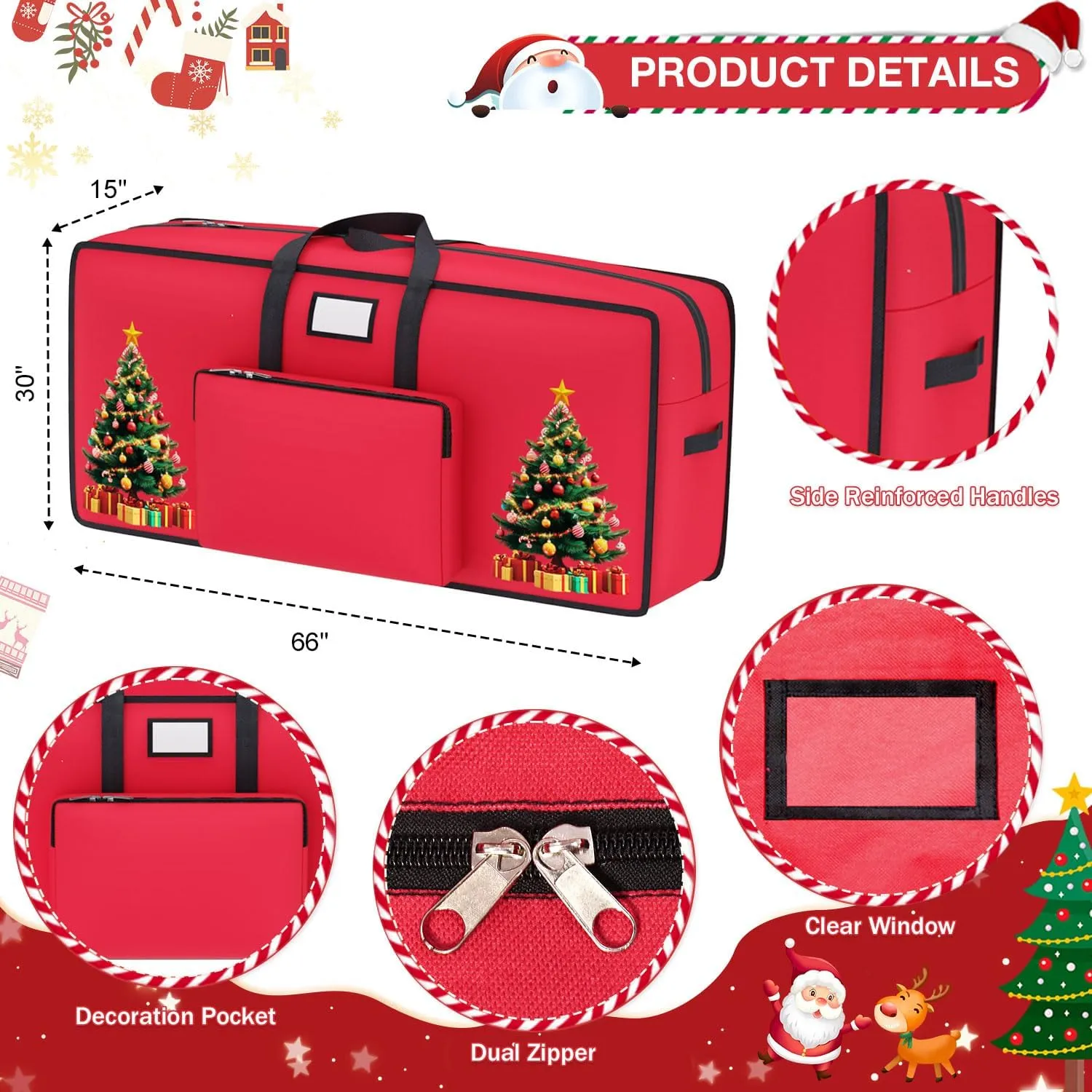 Large Christmas Tree Storage Bag - 9 FT Artificial Xmas Tree Container - 600D Oxford Waterproof Holiday Ornament Box With Handles