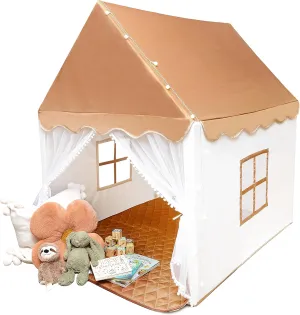 Large Kids Play Tent, Indoor and Outdoor, Boy and Girl Toddler Playhouse, Tent Fort for Kids Aged 3 , Canopy Tent, with Windows, Fairy Lights, and Cushion Play Mat
