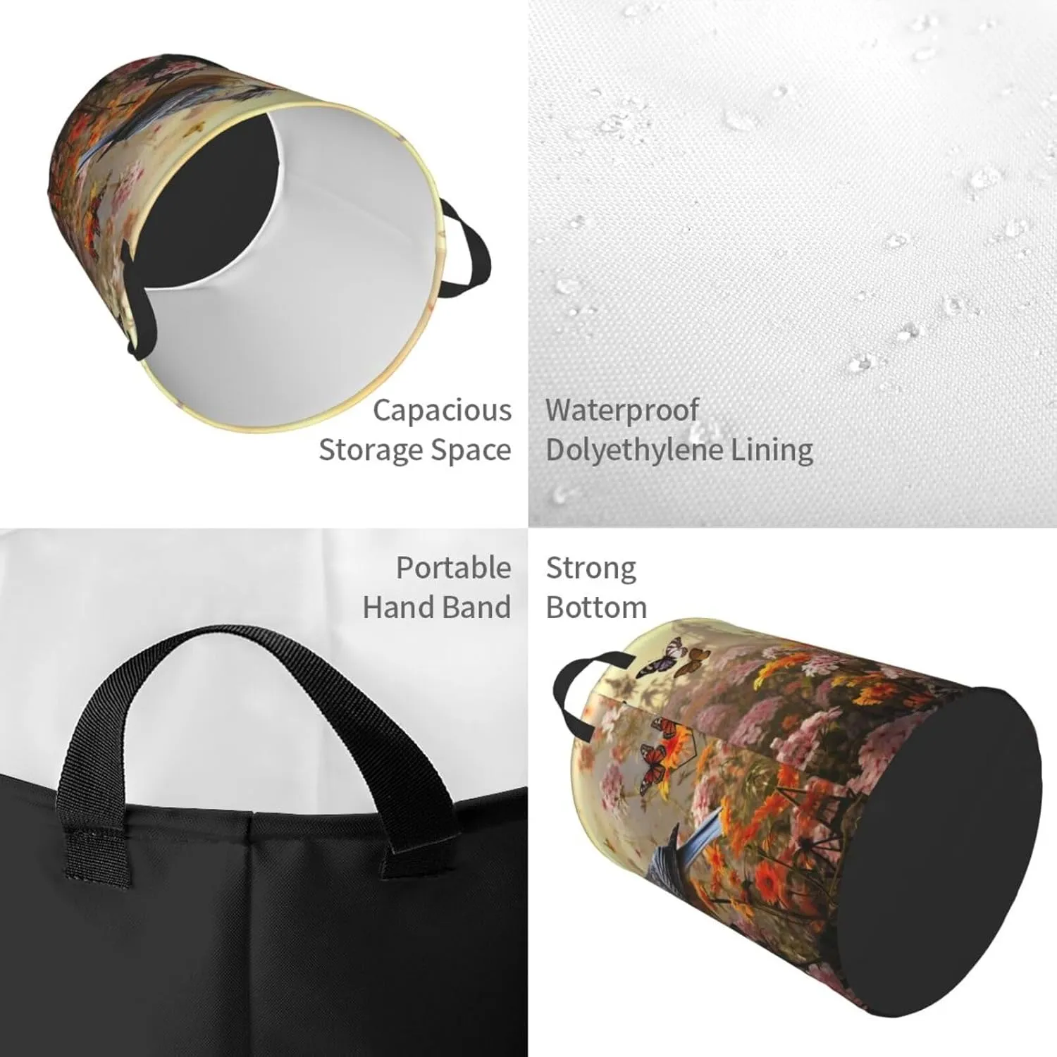 Laundry Basket Freestanding Laundry Hamper Sparrow Birds Sing Laundry Baskets Dirty Clothes Hamper for Laundry Circular Storage Basket Collapsible Storage Bag for Bedroom