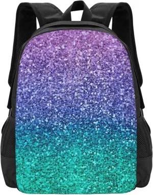 Lavender Purple & Teal Aqua Green Sparkly Glitter Lightweight Packable Backpack Travel Casual Hiking Daypack Foldable Backpack For Men Women