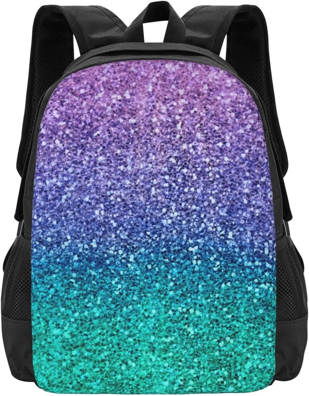 Lavender Purple & Teal Aqua Green Sparkly Glitter Lightweight Packable Backpack Travel Casual Hiking Daypack Foldable Backpack For Men Women