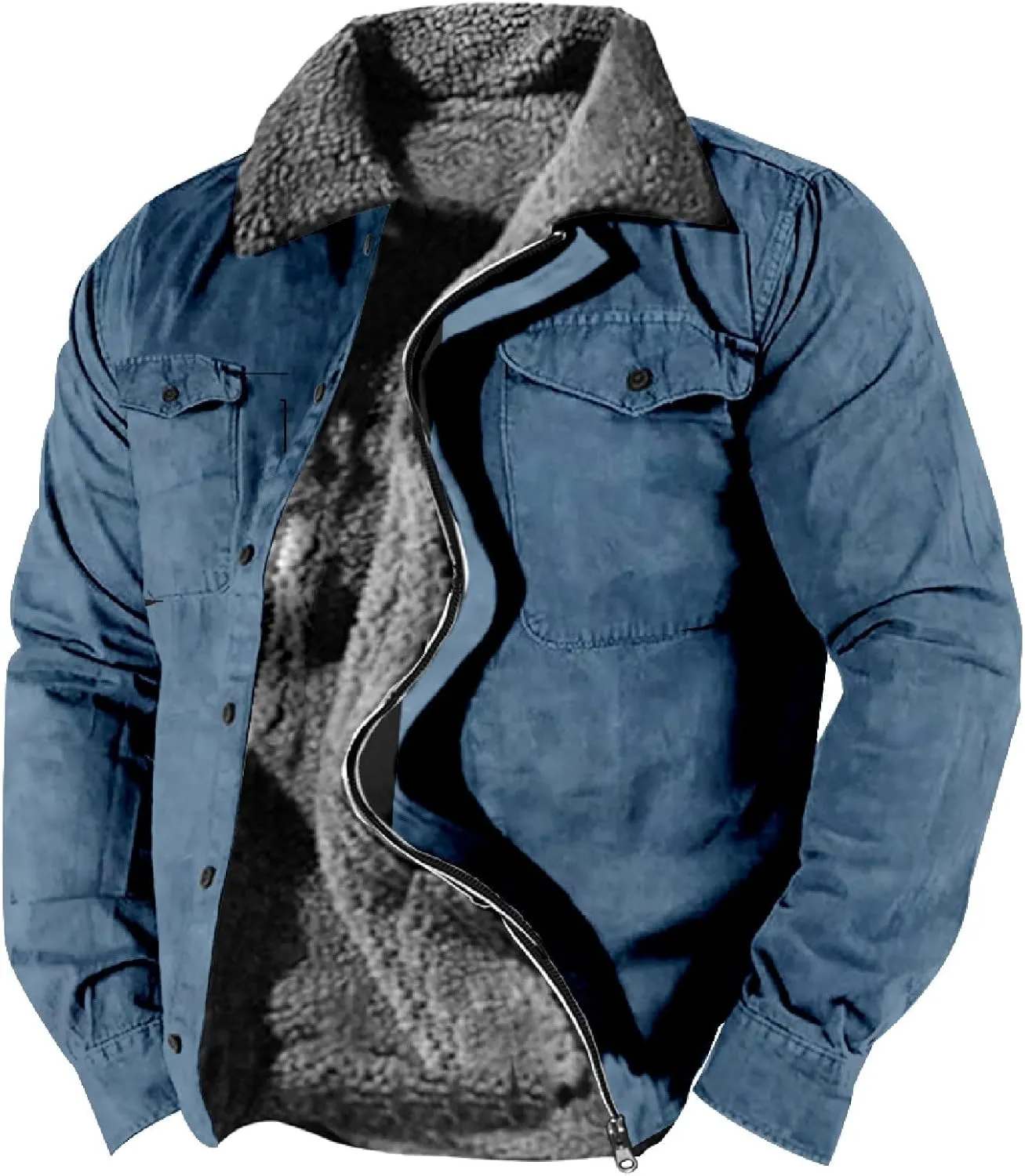 LCMTWX Fleece Plaid Flannel Jacket Print Hooded Zipper Pocket Long Sleeve Shirt Patchwork Jacket Loose Casual Thickened