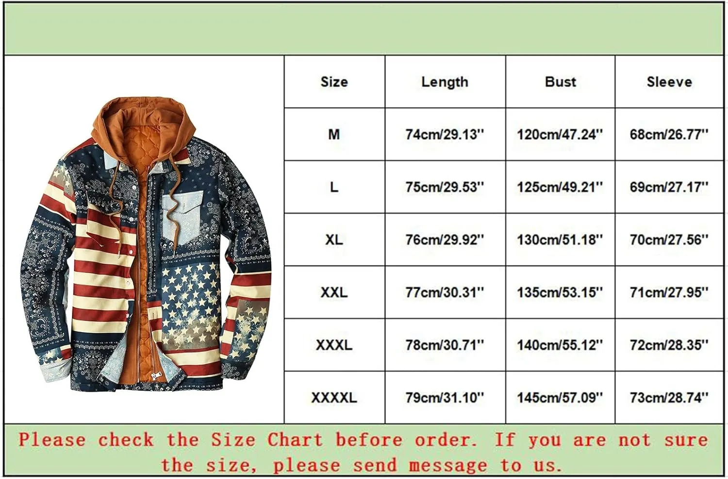 LCMTWX Men's Cotton Plaid Shirts Jacket Print Hooded Zipper Pocket Long Sleeve Shirt Patchwork Soft Warm Coat for Men with