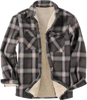 LCMTWX Mens Plaid Flannel Jacket Plaid Print Hooded Zipper Pocket Long Sleeve Shirt Patchwork Jacket Loose Thickened Casual