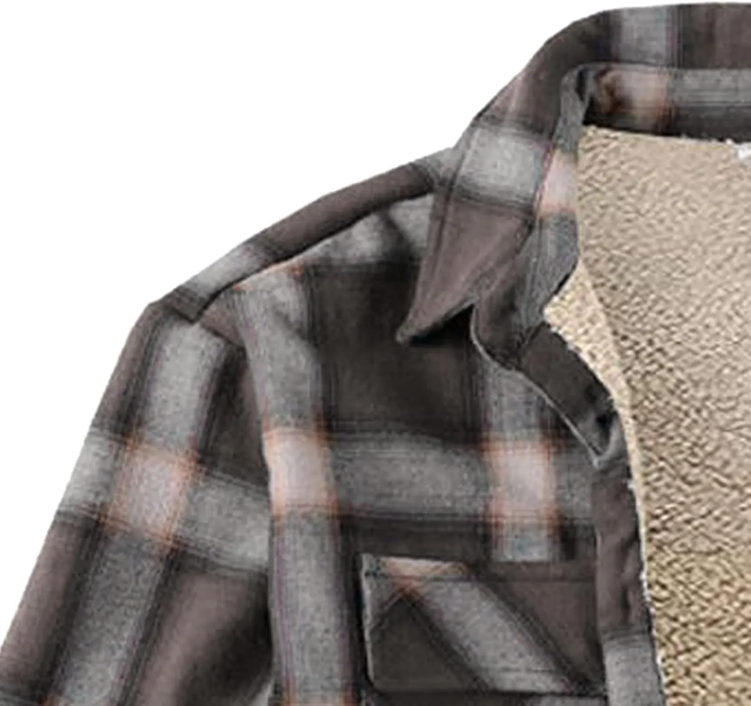 LCMTWX Mens Plaid Flannel Jacket Plaid Print Hooded Zipper Pocket Long Sleeve Shirt Patchwork Jacket Loose Thickened Casual