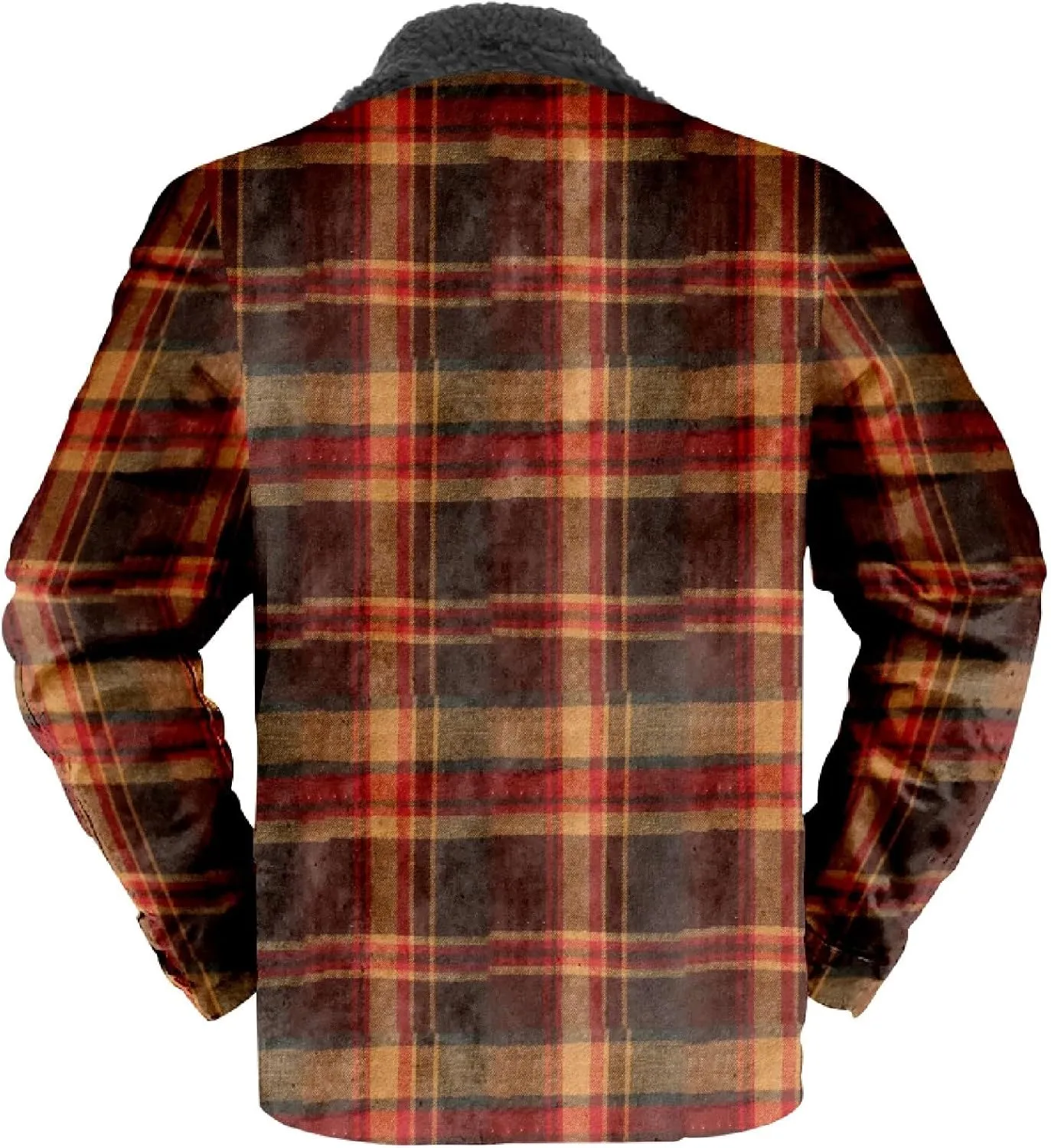 LCMTWX Winter Coat Men Plaid Casual Plaid Print Hooded Zipper Pocket Long Sleeve Shirt Patchwork Jacket Loose Thickened