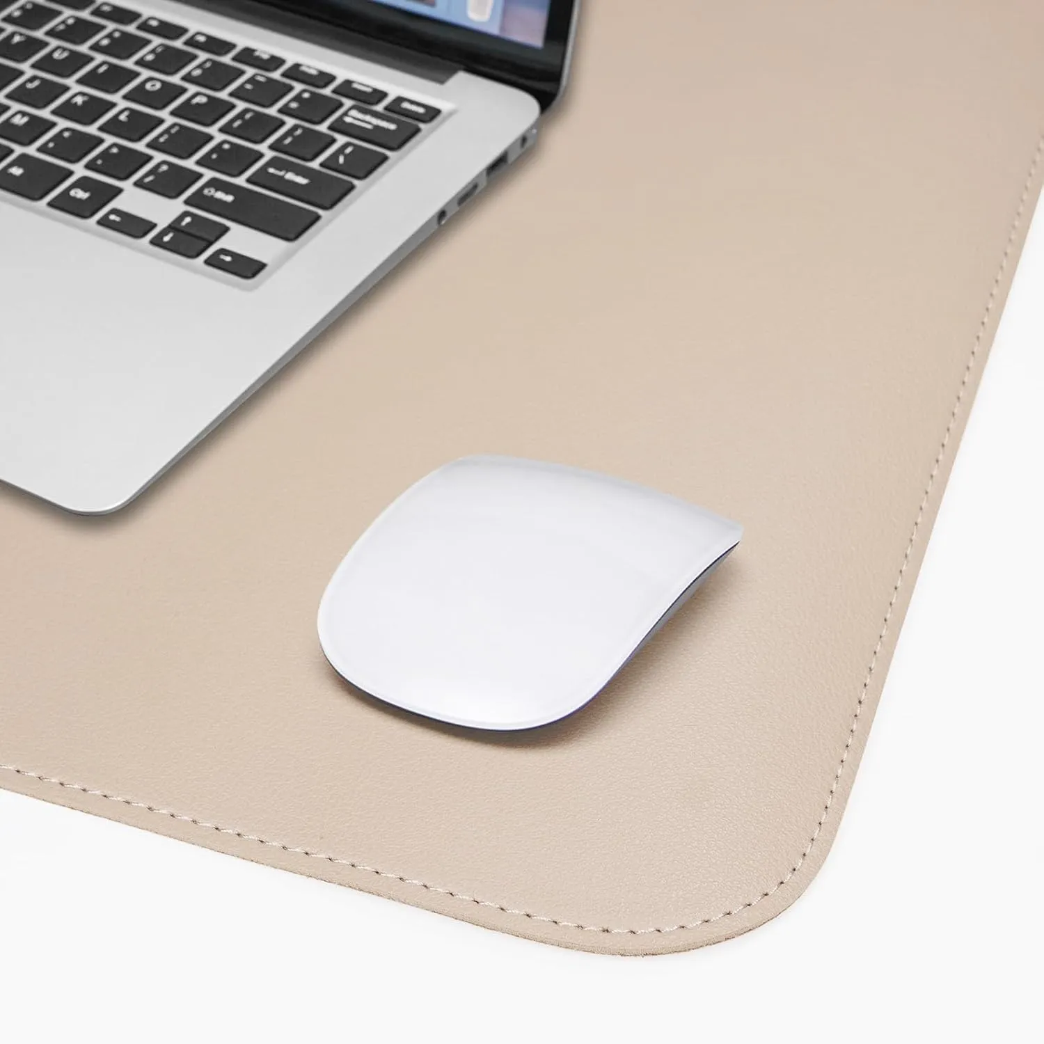 Leather Desk pad Protector, Large Desk mat with Natural Cork & PU Leather,Mouse pad,Non-Slip Office Desk Mat,Waterproof Desk Writing Pad for Office and Home (55in*17in,Beige)