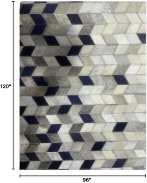 Leather Handmade Area Rug, Premium Cowhide Arrow Patchwork Carpet, Modern Indoor Area Rug for Living Room, Bedroom, Non-Slip Carpet, Entryway Accent, Color: Grey, Size: 8X10 ft
