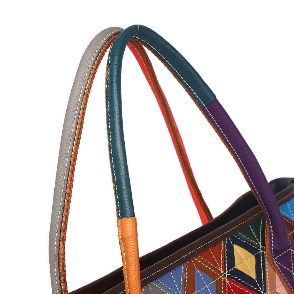 Leather Patchwork Handbag NZ - Unique Design