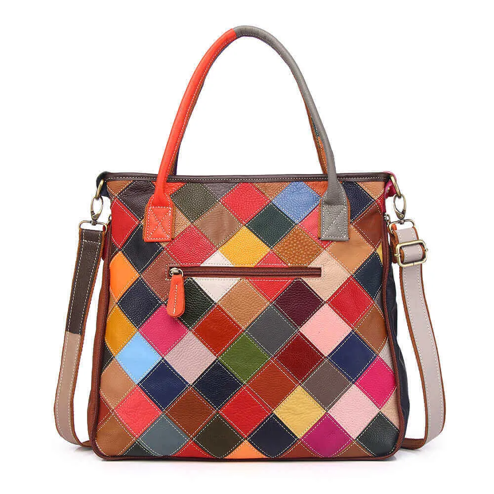 Leather Patchwork Handbag NZ - Unique Design