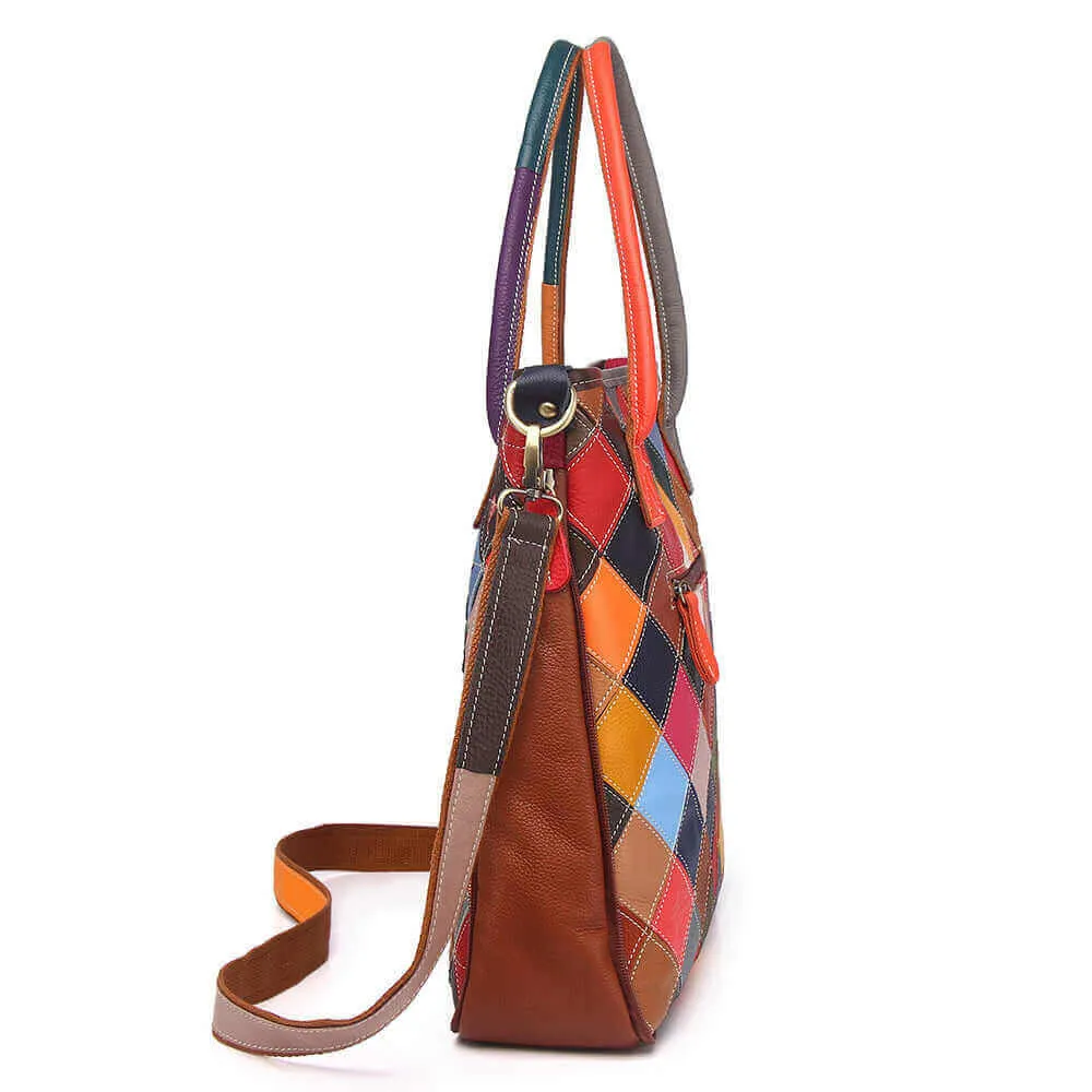 Leather Patchwork Handbag NZ - Unique Design