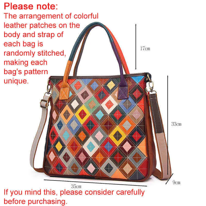 Leather Patchwork Handbag NZ - Unique Design