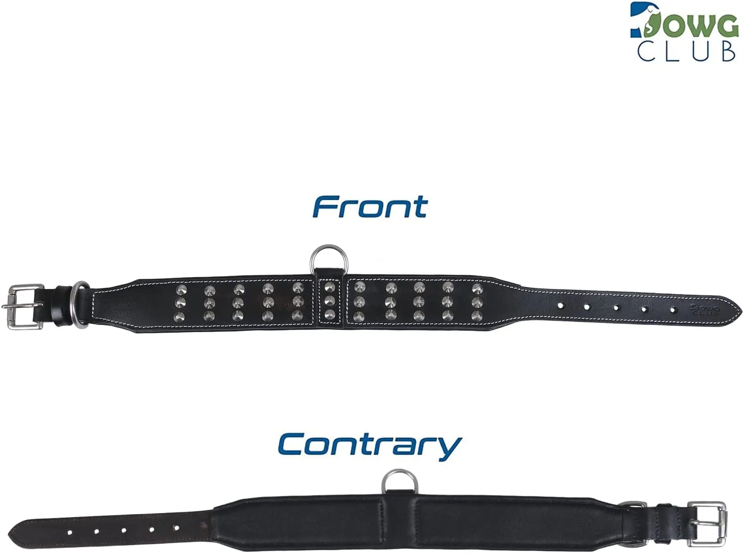 Leather Studded Dog Collar for Large Dog | Brazier Rivet | 2 Inch Wide Dog Collar Black | Genuine, Saddle Grade, Heavy Duty, Cushion Padding | (L (Fit Neck Size 18.5"-22.5"), Black)