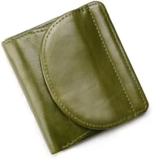 Leather Wallet Pu Leather Women's Wallet Convenient Small Mini Card Holder Short Purses Fashion Elegant Large Capacity Coin Bag Large Capacity (Green,9.5x10.5cm)