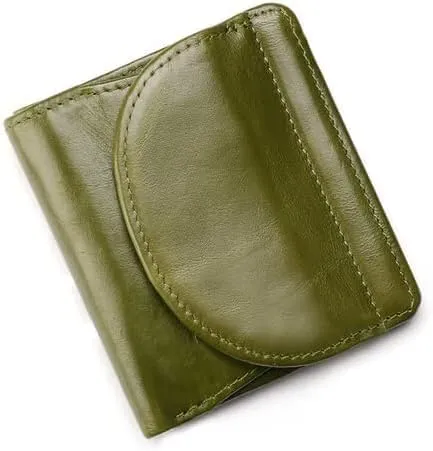 Leather Wallet Pu Leather Women's Wallet Convenient Small Mini Card Holder Short Purses Fashion Elegant Large Capacity Coin Bag Large Capacity (Green,9.5x10.5cm)