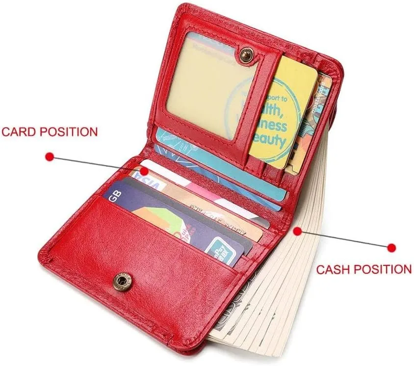 Leather Wallet Pu Leather Women's Wallet Convenient Small Mini Card Holder Short Purses Fashion Elegant Large Capacity Coin Bag Large Capacity (Green,9.5x10.5cm)