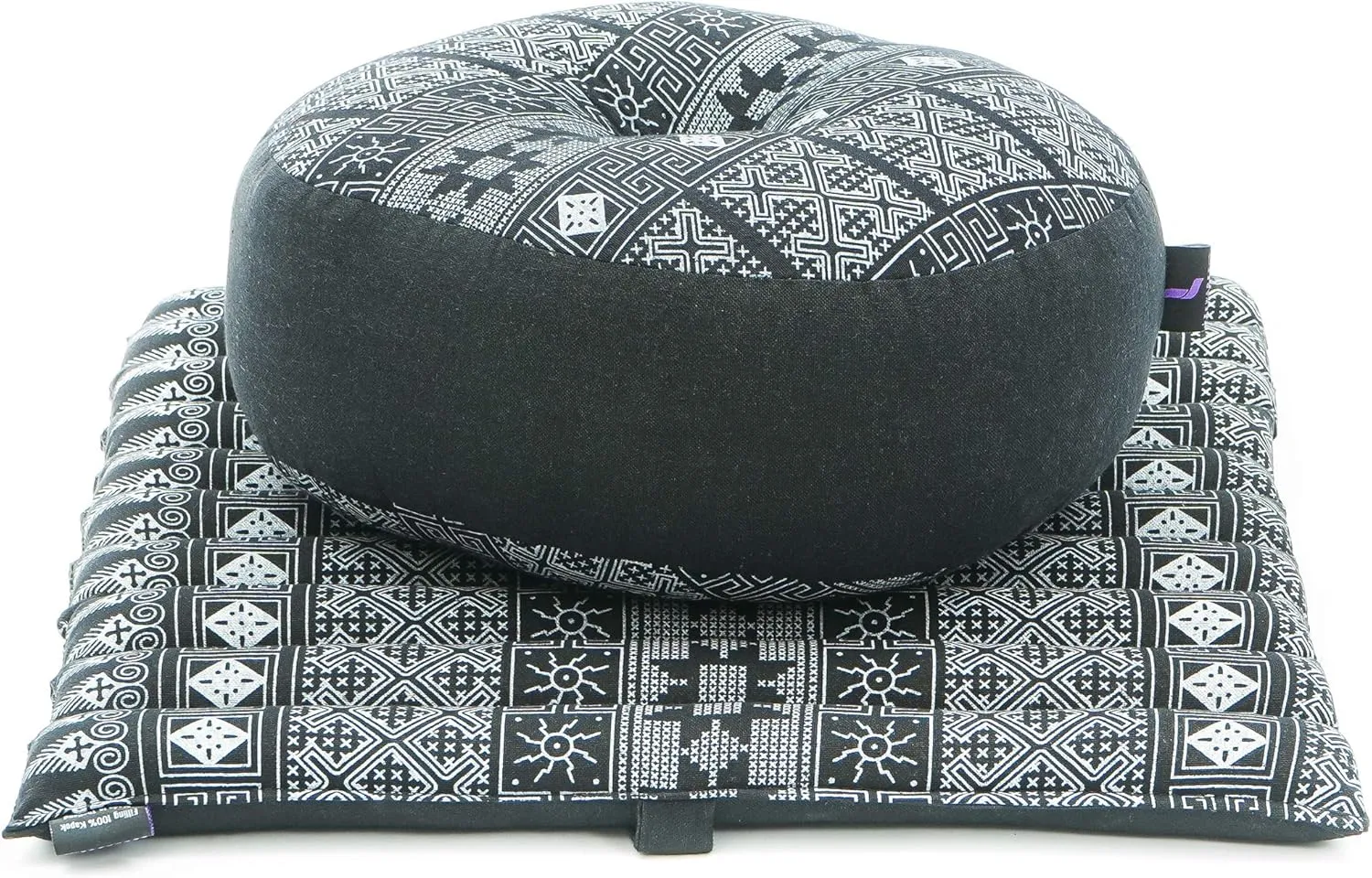 Leewadee Meditation Cushion Set – 1 Small Zafu Yoga Pillow and 1 Small Roll-Up Zabuton Mat Filled with Kapok