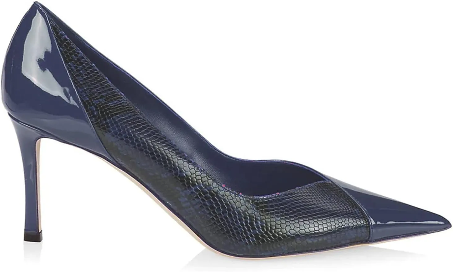 LEHOOR Women Snakeskin Stiletto High Heels Closed Pointed Toe Pumps Patchwork Cap Toe Slip on Stilettos Sandals 3 Inch Patent Sexy Thin High Heels Snake Print Party Dressy Wedding 4-11 M US