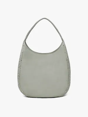 Leslie Studded Whipstitch Hobo Bag - Sage