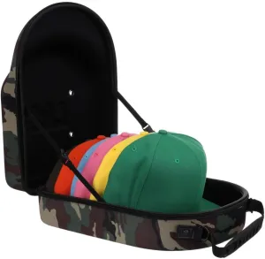 Lids Hat Travel Case – Baseball Cap Carrier for 6 Hats, Durable Camo Exterior with Black Interior, Storage with Handle & Adjustable Shoulder Strap, Hard Hat Organizer for Travel & Closet