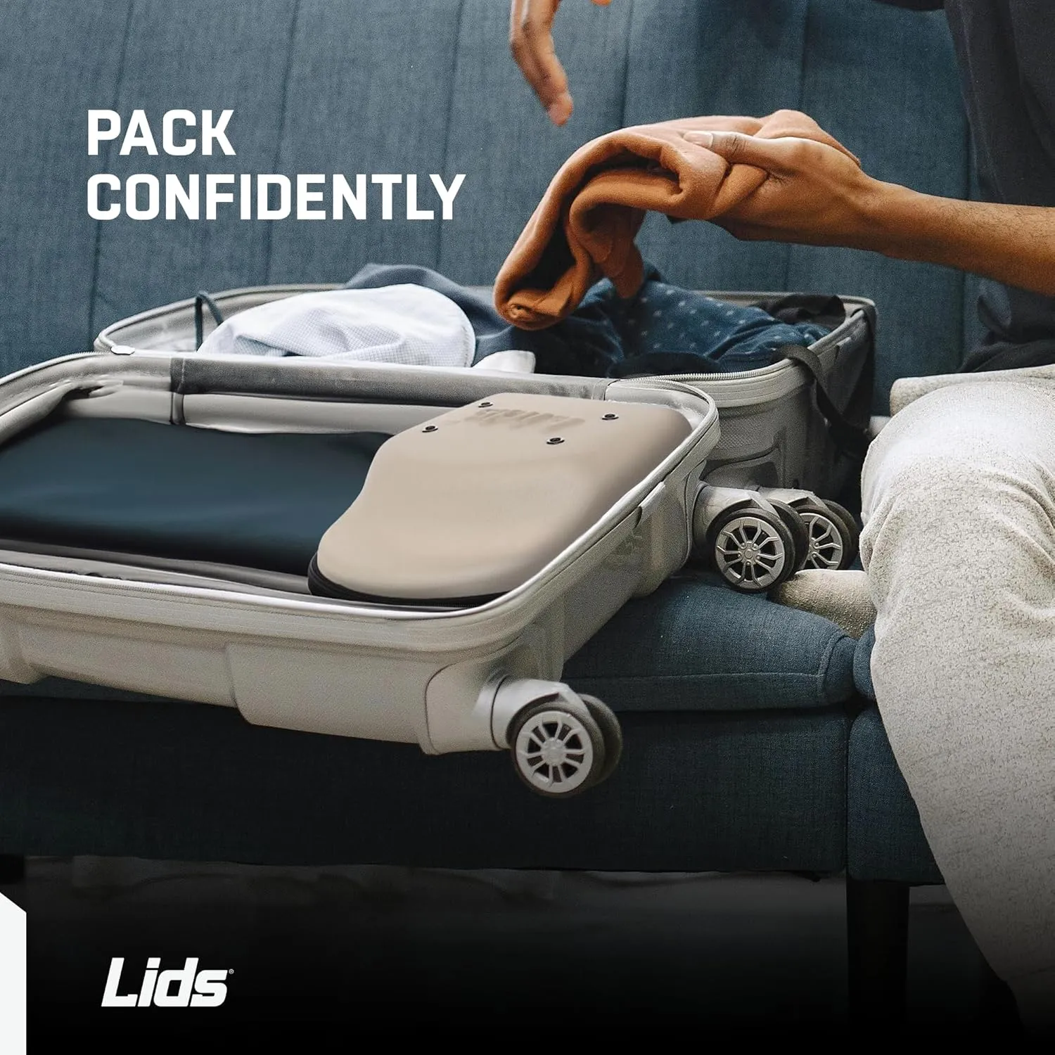 Lids Hat Travel Case – Baseball Cap Carrier for 6 Hats, Durable Camo Exterior with Black Interior, Storage with Handle & Adjustable Shoulder Strap, Hard Hat Organizer for Travel & Closet