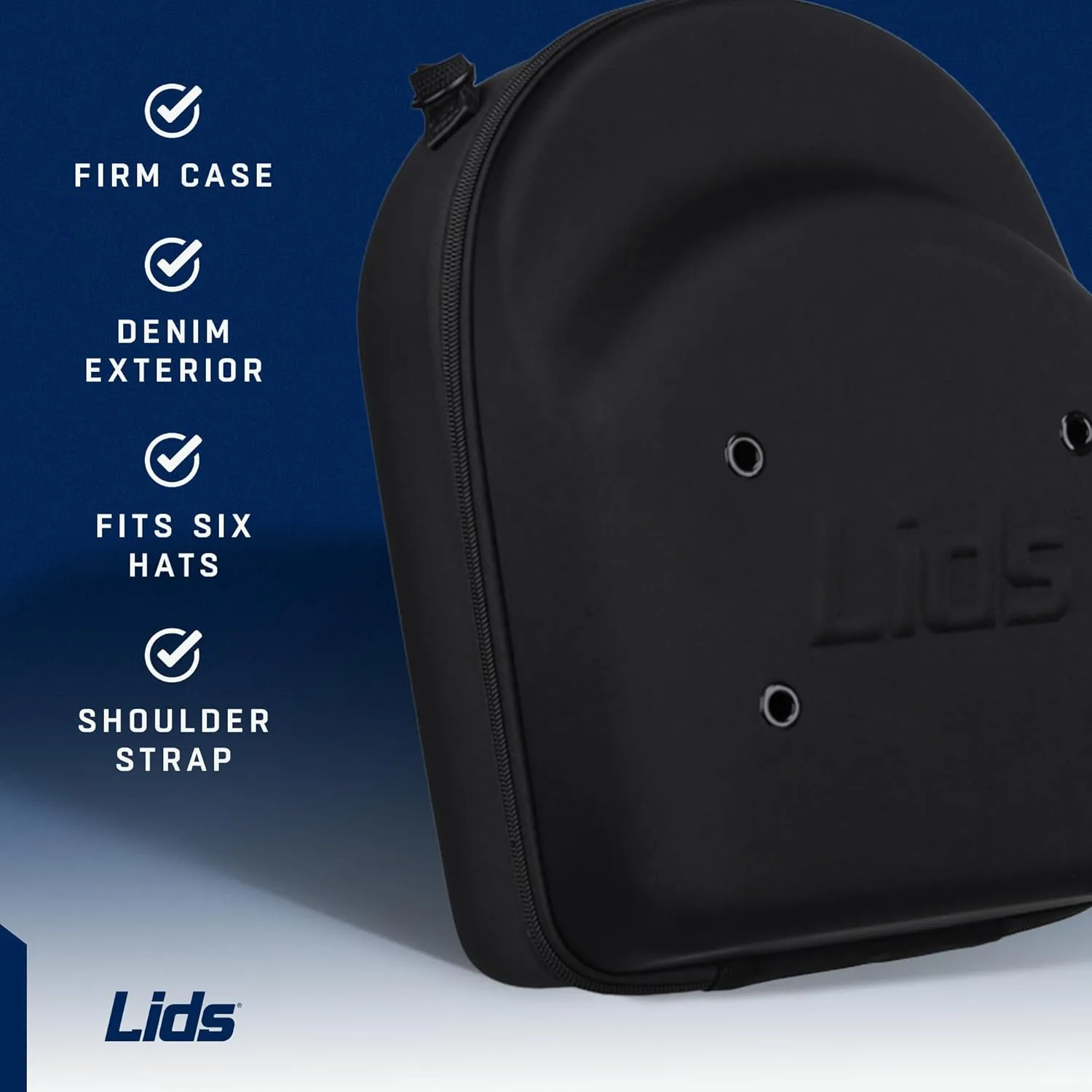Lids Hat Travel Case – Baseball Cap Carrier for 6 Hats, Durable Camo Exterior with Black Interior, Storage with Handle & Adjustable Shoulder Strap, Hard Hat Organizer for Travel & Closet