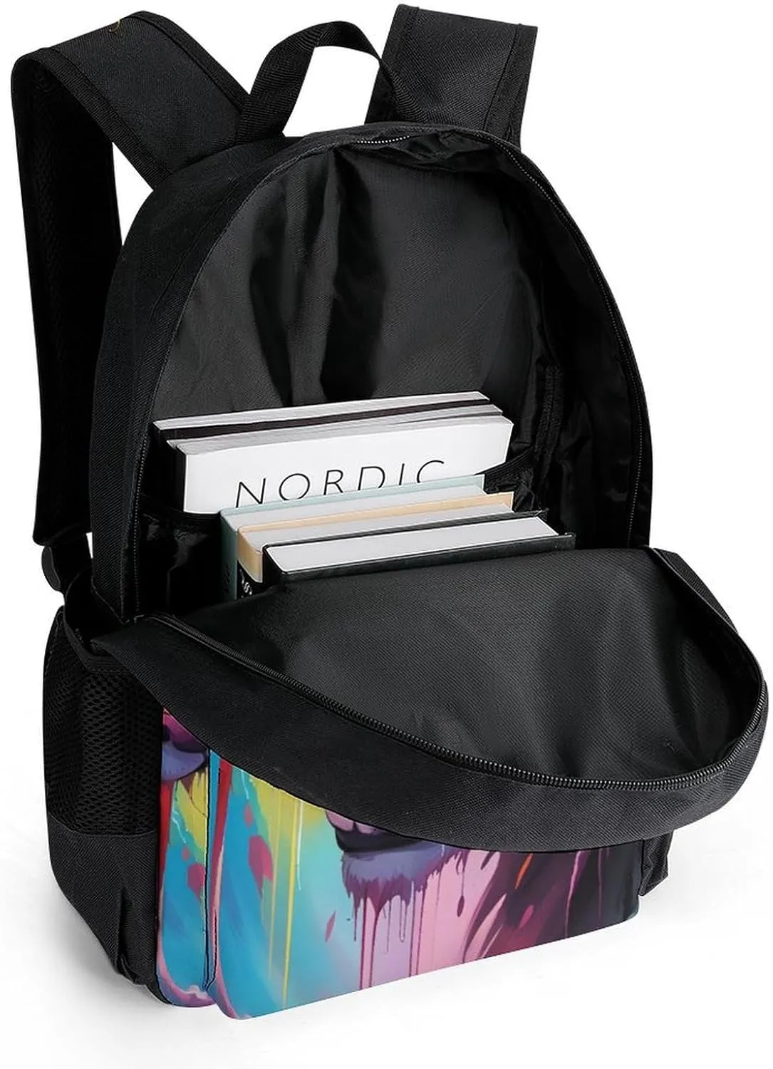Lightweight Daypack for Camping Business Walking Cycling - Large Capacity Anti-Theft Multipurpose Bookbag, Angry Tiger Rainbow Animal Magic Art Gym Outdoor Hiking Backpack