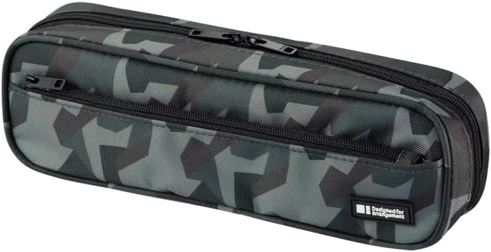 LIHIT LAB Large Capacity Zipper Long Pencil Case For School Office College, Big Capacity Pencil Bag Holder Adults Teen Boys Girls, Travel Cosmetics Storage, Green Camo (A7552-131)