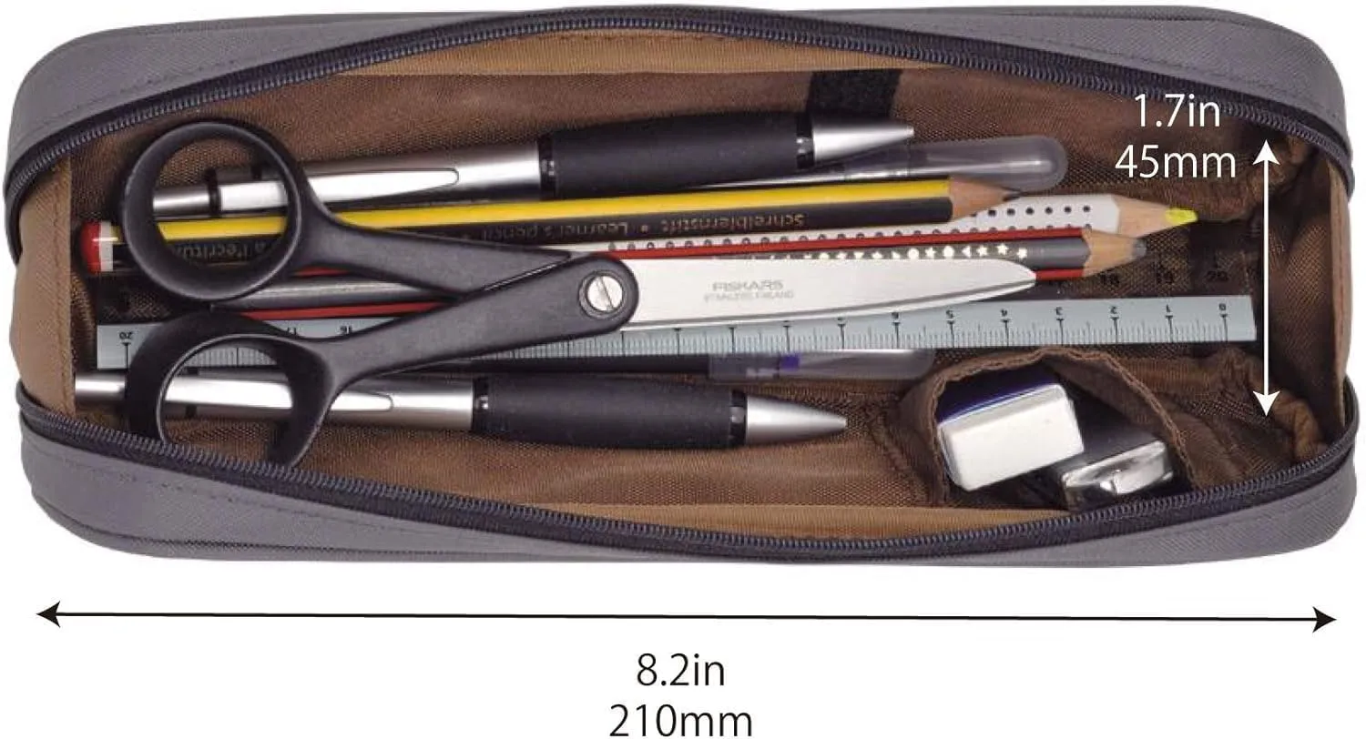 LIHIT LAB Large Capacity Zipper Long Pencil Case For School Office College, Big Capacity Pencil Bag Holder Adults Teen Boys Girls, Travel Cosmetics Storage, Ice Gray Camo (A7552-135)
