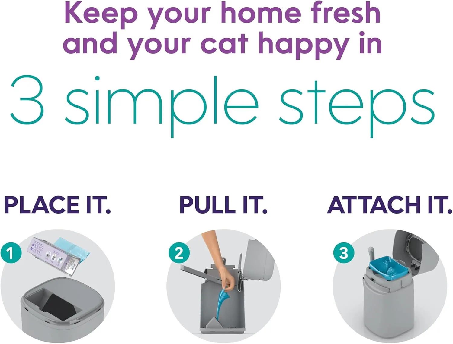 Litter Genie Easy Roll Refill Bags (1-Pack) | Includes a 6-month long lasting roll of 24 Bags | Ultimate Odor Control Cat Litter Bags