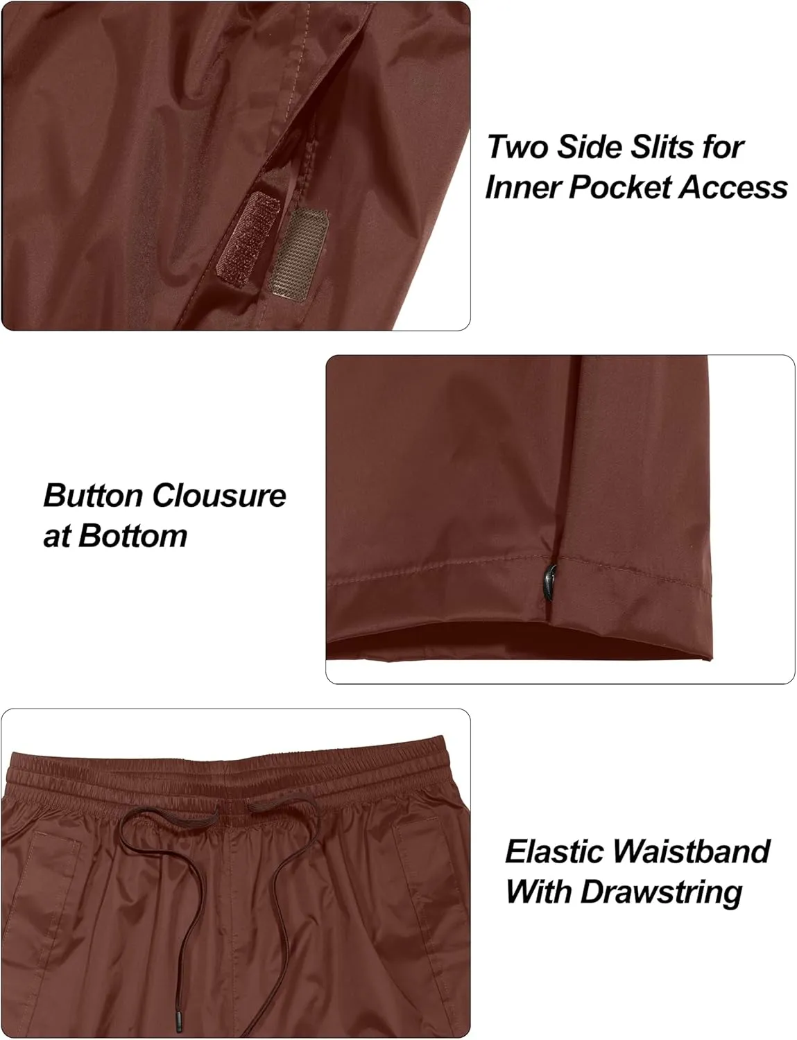 Little Donkey Andy Men's Lightweight Packable Waterproof Rain Pants with Pockets for Hiking Travel Fishing