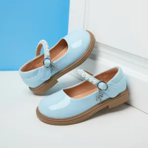 Little Girls Mary Jane Ballerina Ballet Flats for School Wedding Party - Pearl Strap Toddler Flower Girl Dress Shoes