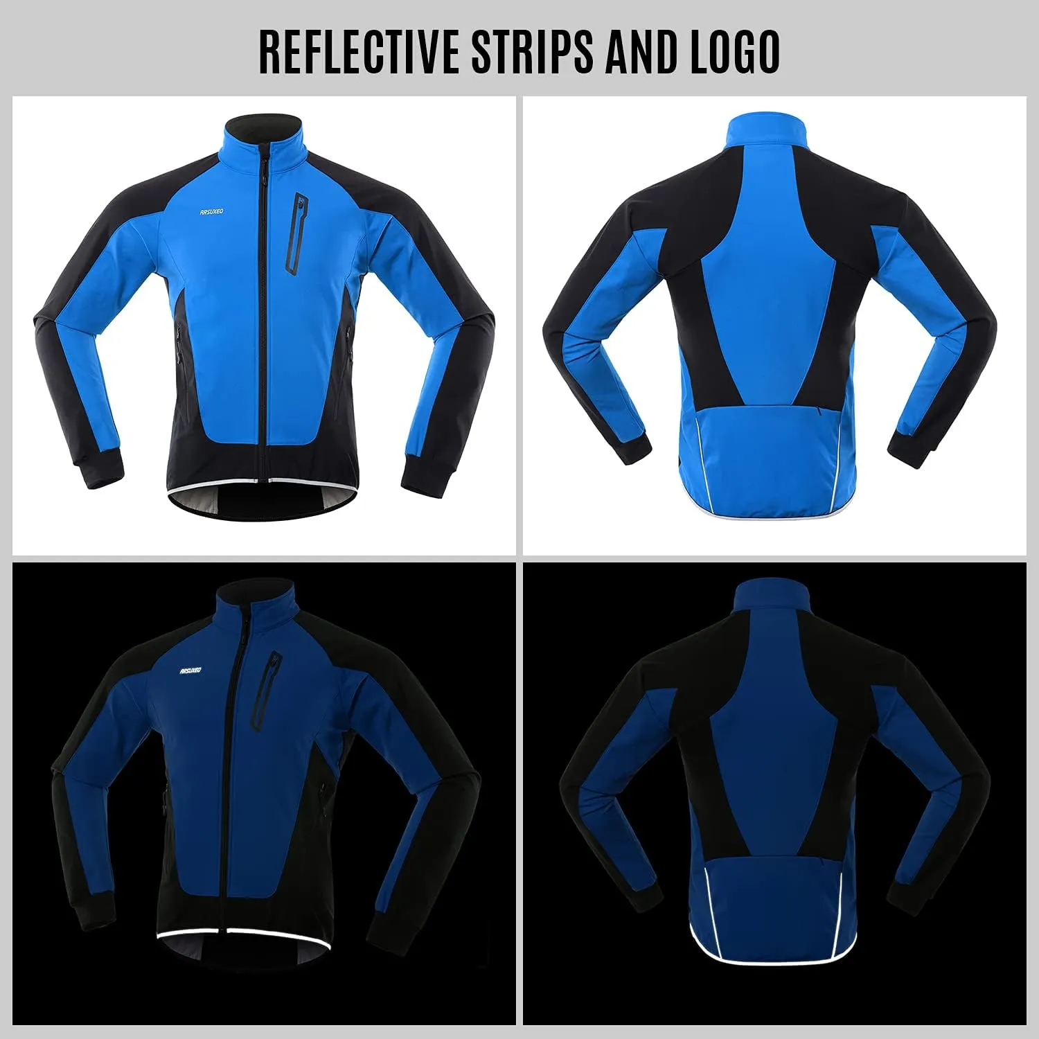 Lixada Men Cycling Jacket Thermal Fleece with Multi Pockets Waterproof Windproof Long Sleeves Sports Jacket Coat MTB Bike Jersey for Autumn Winter Running Cycling Jogging Daily Wear