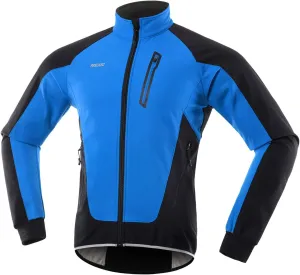 Lixada Men Cycling Jacket Thermal Fleece with Multi Pockets Waterproof Windproof Long Sleeves Sports Jacket Coat MTB Bike Jersey for Autumn Winter Running Cycling Jogging Daily Wear