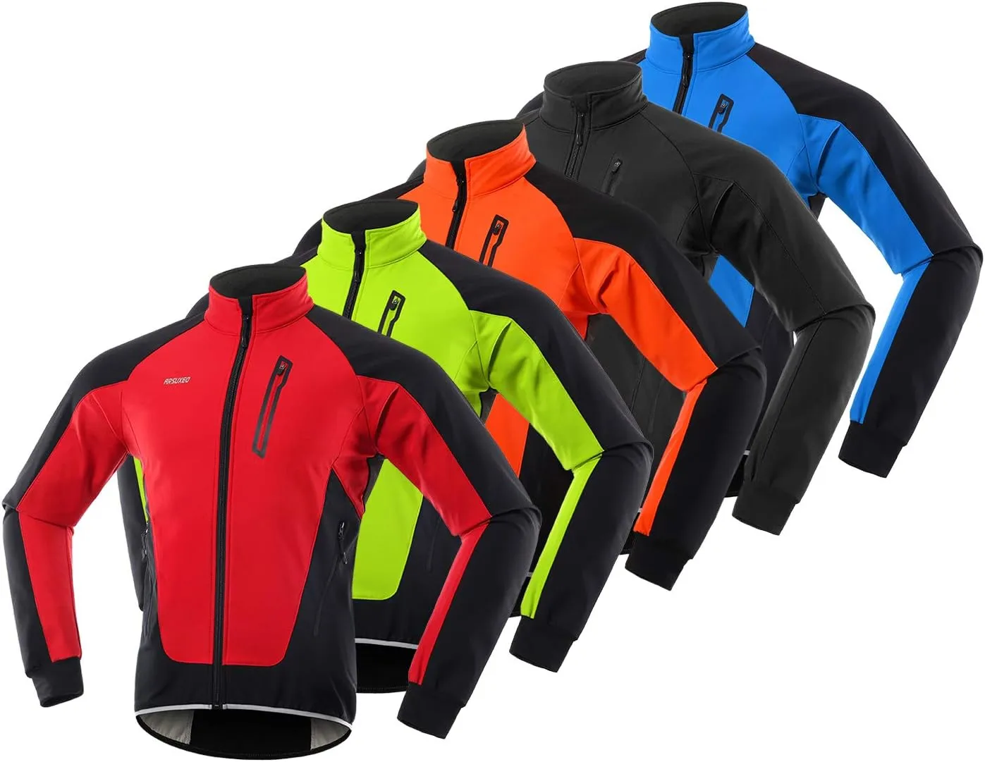 Lixada Men Cycling Jacket Thermal Fleece with Multi Pockets Waterproof Windproof Long Sleeves Sports Jacket Coat MTB Bike Jersey for Autumn Winter Running Cycling Jogging Daily Wear