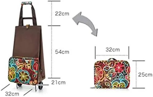 LJYT Shopping Cart Folding Shopping Bag Shopping Cart On Wheels Bag Small Pull Cart Buy Vegetables Bag Shopping Organizer Tug Package Grocery Cart (Color : 04)