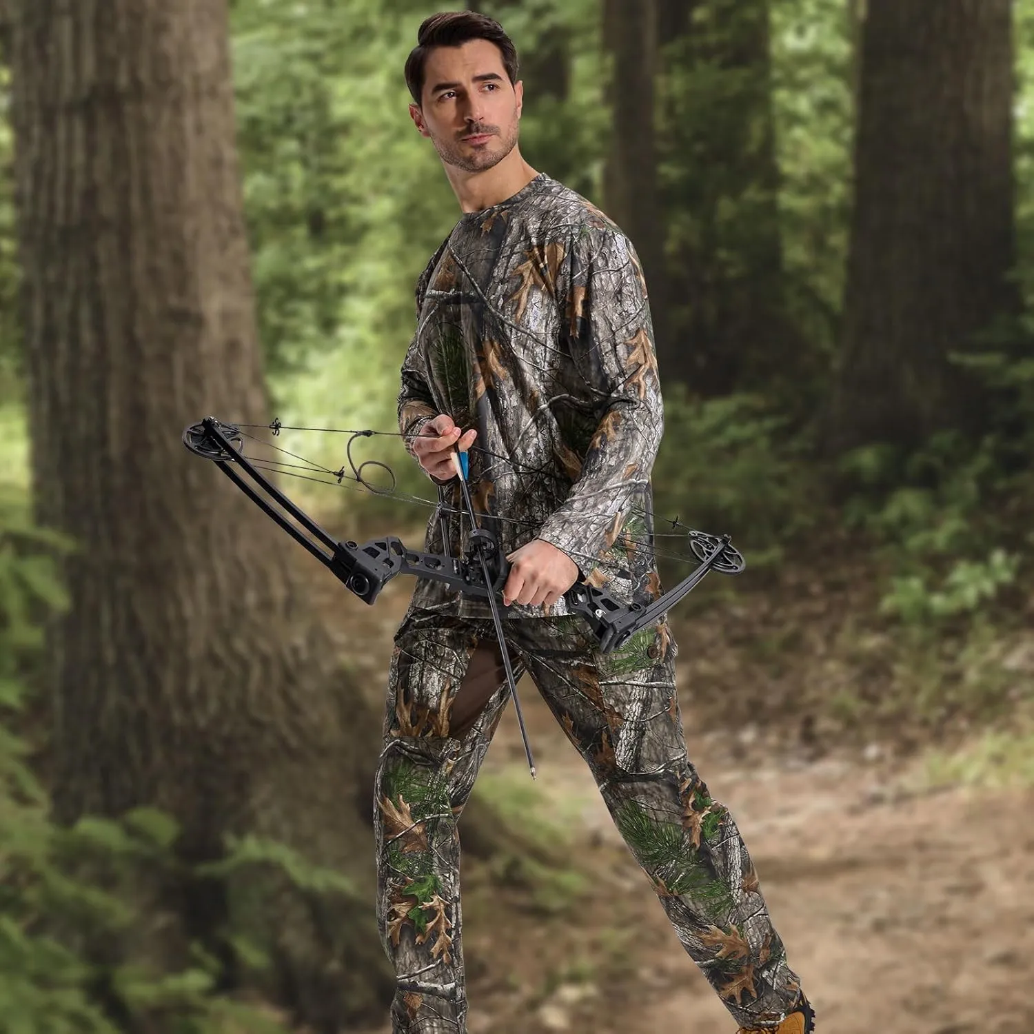 LOOGU Camo Hunting Pants for Men Water-Resistant Quiet & Matte Turkey Hunting Camo Pants for Men with 6 Pockets
