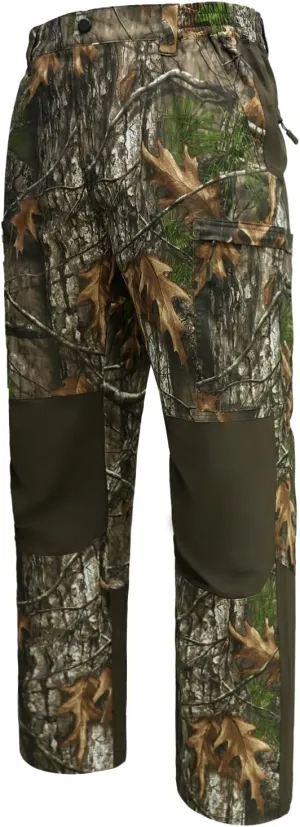 LOOGU Camo Hunting Pants for Men Water-Resistant Quiet & Matte Turkey Hunting Camo Pants for Men with 6 Pockets